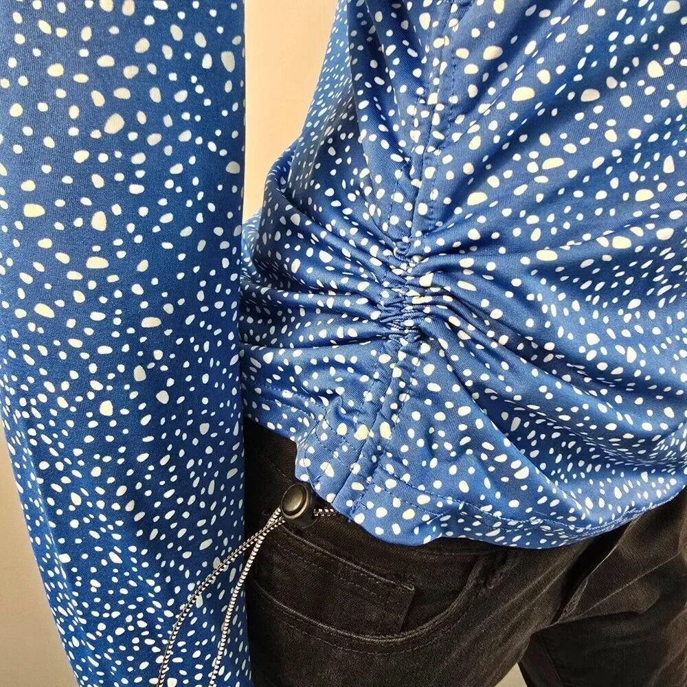 Nike Swim Sz L Water Dots Hydroguard Blue NESSC350 UPF 40+ Rashguard L Sleeve
